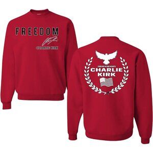 Forever In Our Hearts  Eagle Crewneck Sweater Sweatshirt FRONT & BACK, Red, 3XL